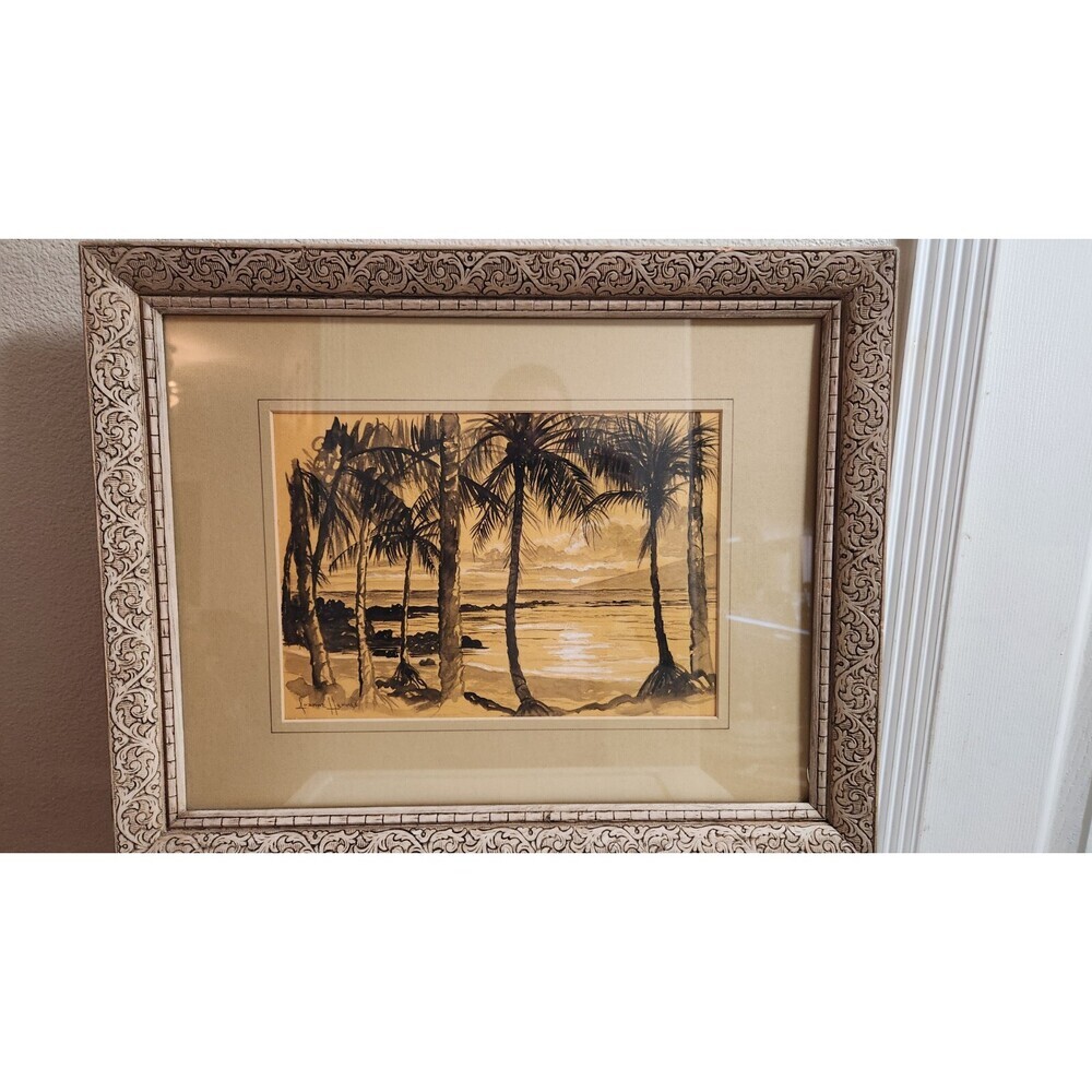 Joanne Hennes Litho Matted Golden Sunset Hawaii Art Print Signed 1 of 1